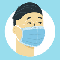 Illustration of man wearing facemask over mouth and chin